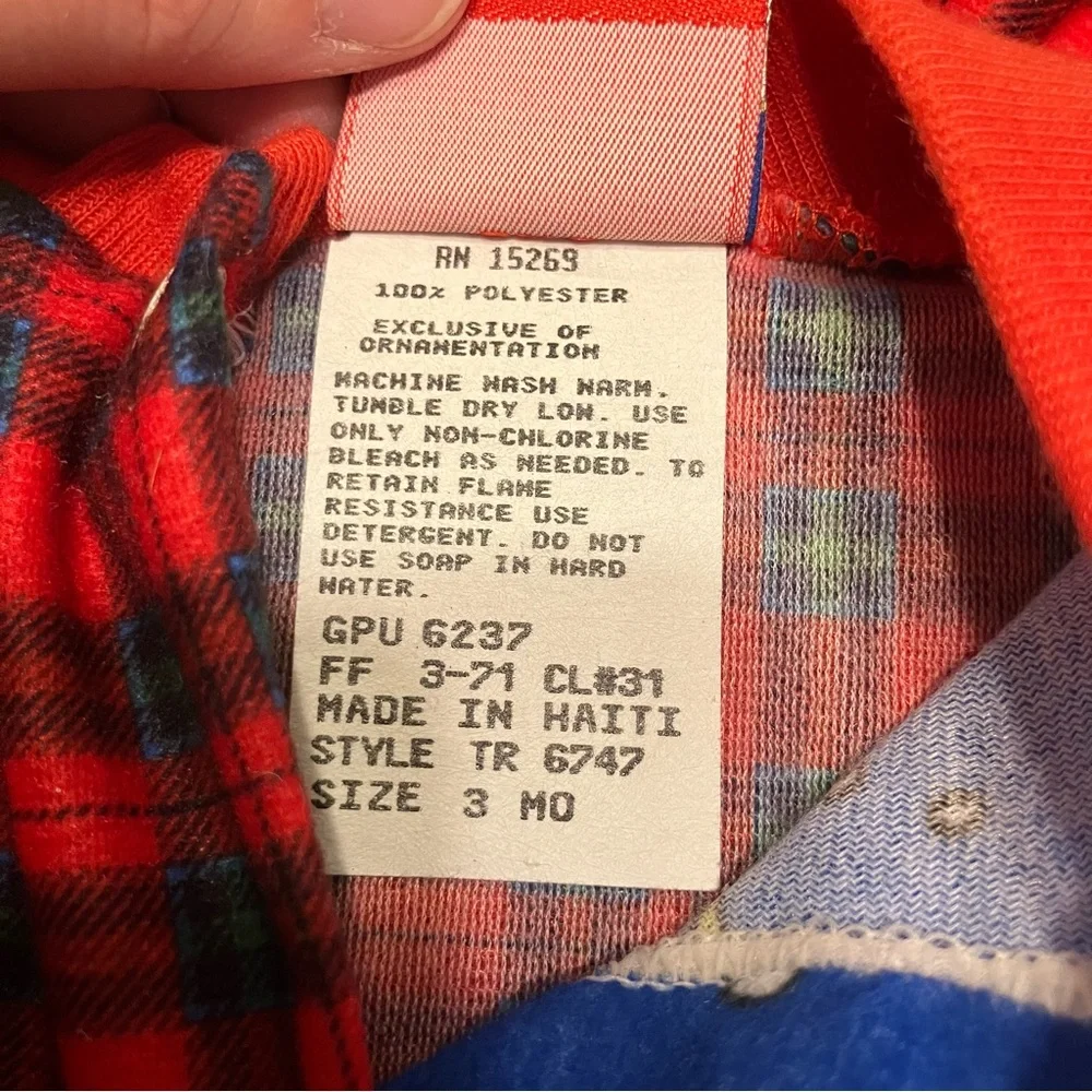 VTG 90s‎ Snowden the Snowman footed one-piece red plaid (tartan) sleeper 3m NWT